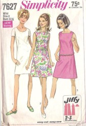 7627 1968 JIFFY A-DRESS 3 NECKLINES, BELT PATTERN 12
